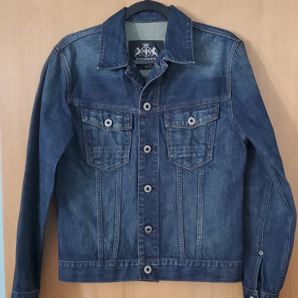 Express Men's Classic Indigo Denim Jacket - Size Small - Like New - 100% Cotton